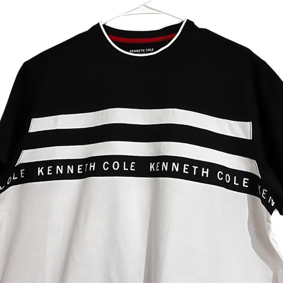 Kenneth Cole New York’s Men’s White & Black Striped Casual Shirt Sz-M - Picture 2 of 5